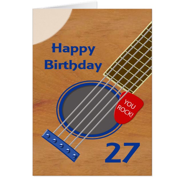 27th Birthday Guitar Player Birthday Cards (Front)