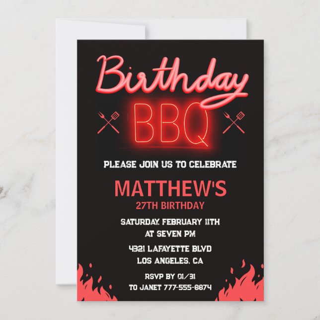 27th birthday invitations birthday bbq (Front)