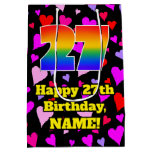 [ Thumbnail: 27th Birthday: Loving Hearts Pattern, Rainbow # 27 Gift Bag ]