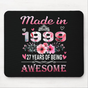 27th Birthday Made In 1999 27 Years Of Being Aweso Mouse Pad