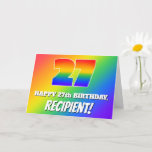 [ Thumbnail: 27th Birthday: Multicolored Rainbow Pattern # 27 Card ]