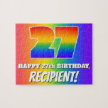 [ Thumbnail: 27th Birthday — Multicolored Rainbow Pattern “27” Jigsaw Puzzle ]
