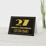 [ Thumbnail: 27th Birthday: Name + Art Deco Inspired Look "27" Card ]