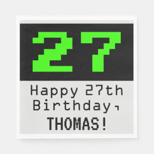 27th Birthday - Nerdy / Geeky Style "27" & Name Napkins