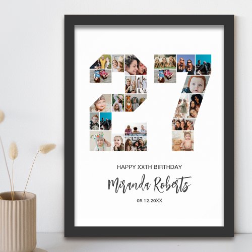 27th Birthday Number 27 Custom Photo Collage Poster
