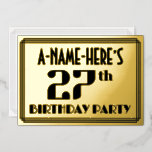 [ Thumbnail: 27th Birthday Party: Art Deco Look “27” and Name Invitation ]