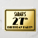 [ Thumbnail: 27th Birthday Party — Art Deco Look “27” + Name Invitation ]