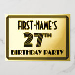 [ Thumbnail: 27th Birthday Party — Art Deco Style “27” & Name Invitation ]