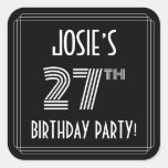 [ Thumbnail: 27th Birthday Party: Art Deco Style & Custom Name Sticker ]