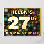 [ Thumbnail: 27th Birthday Party: Bold, Colorful Fireworks Look Postcard ]