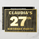 [ Thumbnail: 27th Birthday Party: Bold, Faux Wood Grain Pattern Invitation ]