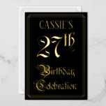[ Thumbnail: 27th Birthday Party — Fancy Script & Custom Name Invitation ]