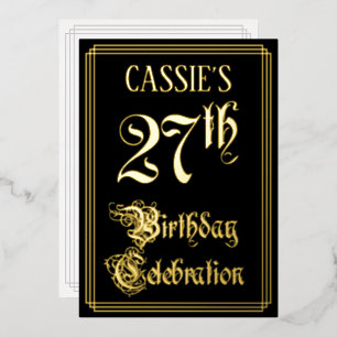 27th Birthday Party — Fancy Script & Custom Name Foil Invitation