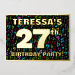 [ Thumbnail: 27th Birthday Party — Fun, Colorful Music Symbols Invitation ]