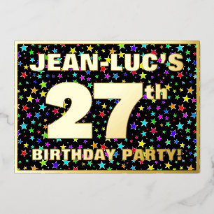 27th Birthday Party — Fun, Colorful Stars Pattern Foil Invitation