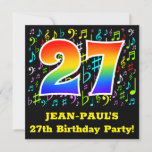 [ Thumbnail: 27th Birthday Party: Fun Music Symbols, Rainbow 27 Invitation ]