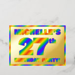 [ Thumbnail: 27th Birthday Party — Fun, Rainbow Spectrum “27” Invitation ]