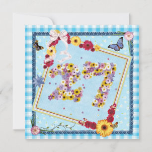 27th Birthday party Invitation flowers,butterflies