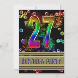 27th Birthday party Invitation with bubbles