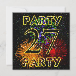 27th birthday party invitation with fireworks