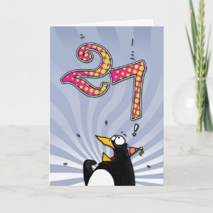 27th Birthday Penguin Surprise Card