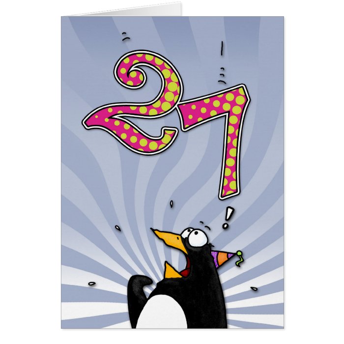 27th Birthday   Penguin Surprise Card