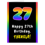 [ Thumbnail: 27th Birthday: Rainbow Spectrum # 27, Custom Name Card ]
