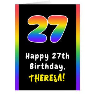 27th Birthday: Rainbow Spectrum # 27, Custom Name Card