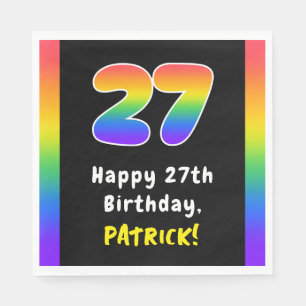 27th Birthday: Rainbow Spectrum # 27, Custom Name Napkins