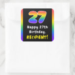 [ Thumbnail: 27th Birthday: Rainbow Spectrum # 27, Custom Name Sticker ]