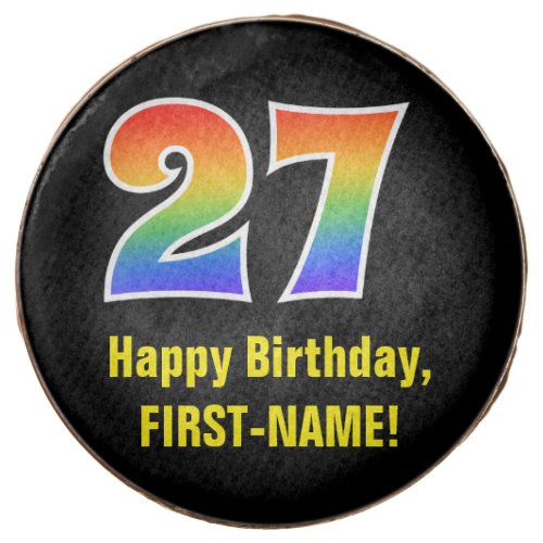 27th Birthday _ Rainbow Spectrum Pattern Number 27 Chocolate Covered Oreo