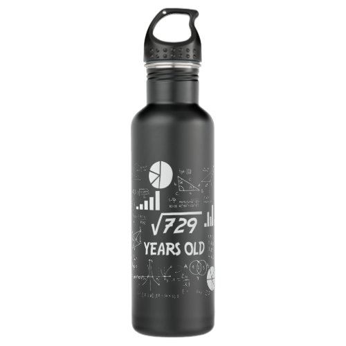 27th Birthday Square Root Math 27 Years Old Bday Stainless Steel Water Bottle