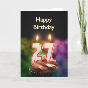 27th Birthday with cake and candles Card