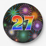 [ Thumbnail: 27th Event - Fun, Colorful, Bold, Rainbow 27 Paper Plates ]