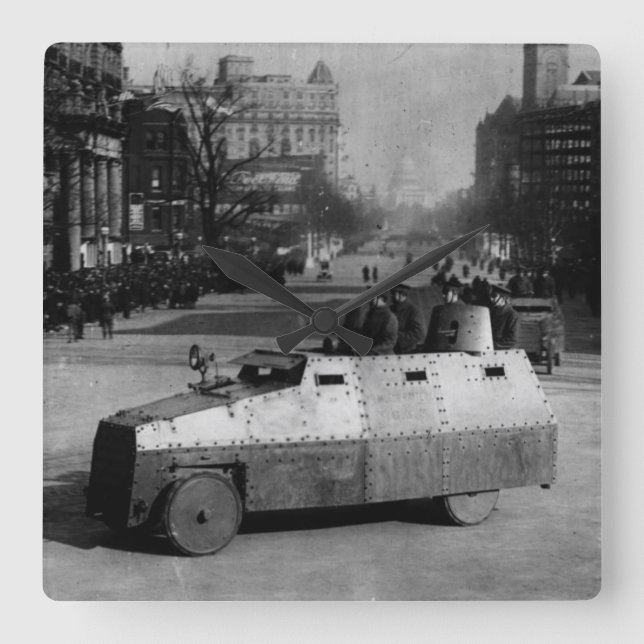 27th March 1917:  The armoured vehicle squadron Square Wall Clock (Front)