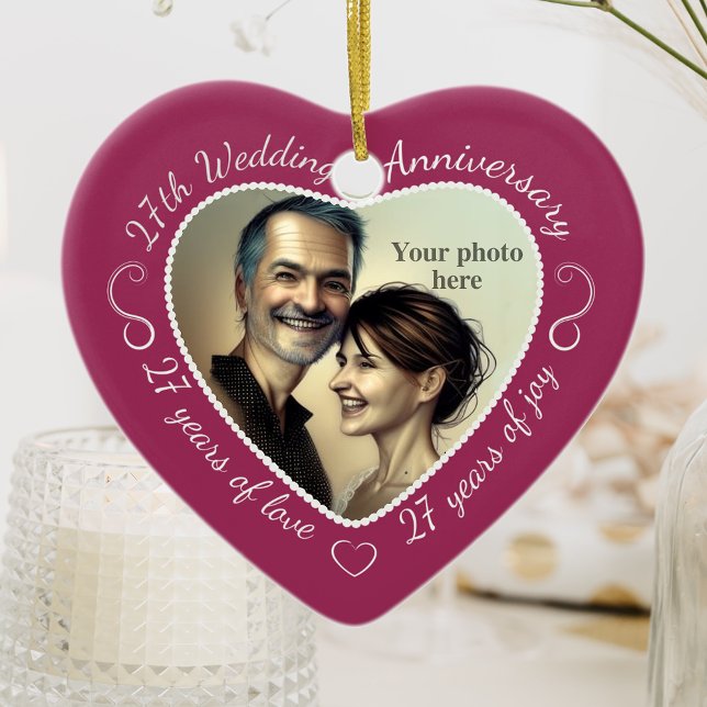 27th Wedding Anniversary Photo Ceramic Ornament (Creator Uploaded)