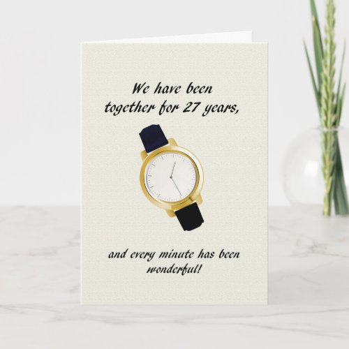 27th Wedding Anniversary Wrist Watch Card