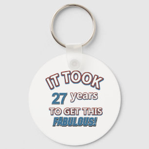 27th year birthday designs keychain