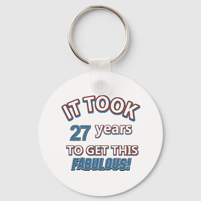 27th year birthday designs keychain (Front)