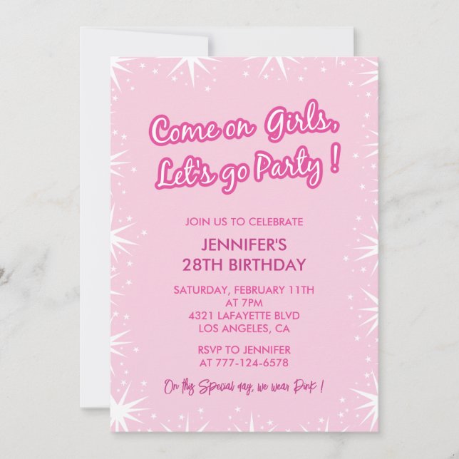 28 birthday invitation Elegant Simple Girly (Front)