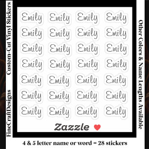28 Custom Modern 4/5 Letters Name Word Black Sticker