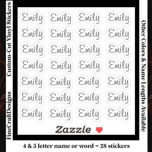 28 Custom Modern 4/5 Letters Name Word Black Sticker (Creator Uploaded)