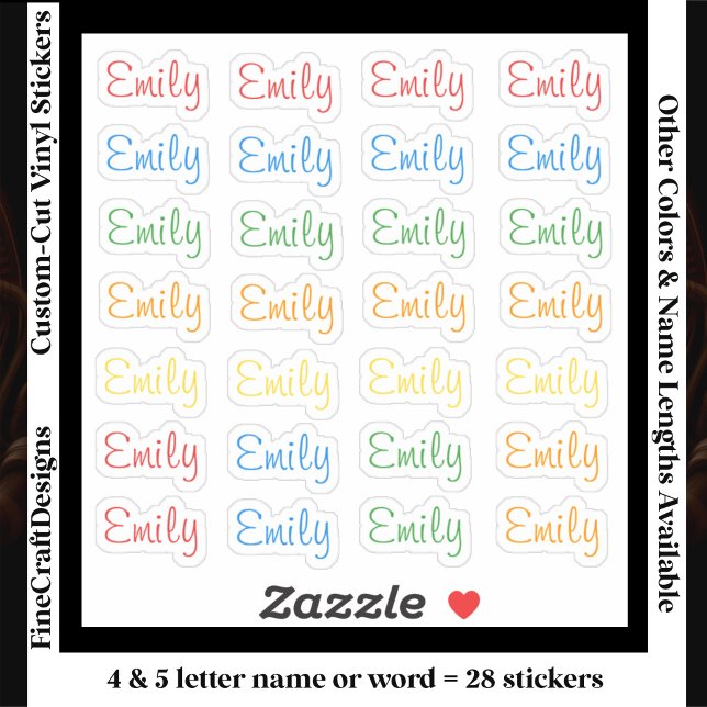 28 Custom Modern 4/5 Letters Name Word Bright Sticker (Creator Uploaded)