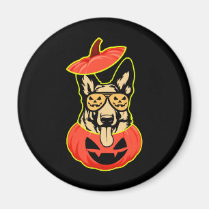 28 German Shepherd In Scary Pumpkin Shirt Funny Cu Magnet
