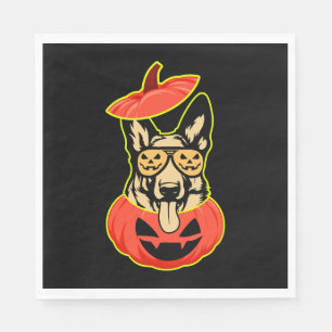 28 German Shepherd In Scary Pumpkin Shirt Funny Cu Napkins