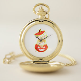 28 German Shepherd In Scary Pumpkin Shirt Funny Cu Pocket Watch