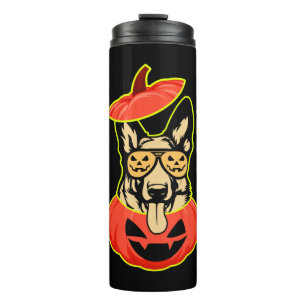 28 German Shepherd In Scary Pumpkin Shirt Funny Cu Thermal Tumbler