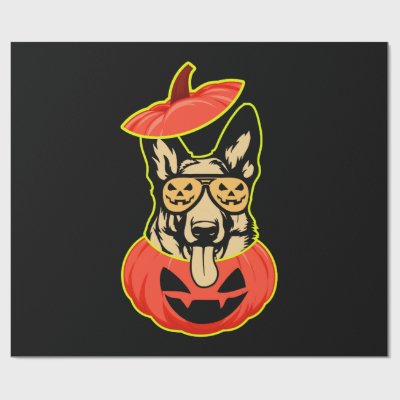 28 German Shepherd In Scary Pumpkin Shirt Funny Cu Wrapping Paper