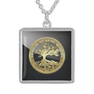 [28] Golden Celtic Tree of Life Sterling Silver Necklace
