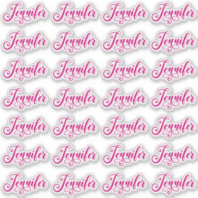 28 Hot Pink Decorative Jennifer Sticker (Front)